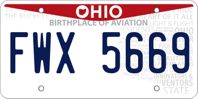OH license plate FWX5669