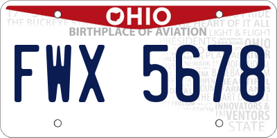 OH license plate FWX5678