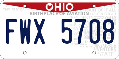 OH license plate FWX5708