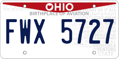 OH license plate FWX5727