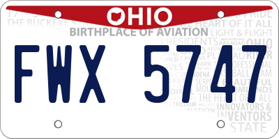 OH license plate FWX5747
