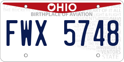 OH license plate FWX5748