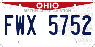 OH license plate FWX5752