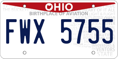 OH license plate FWX5755