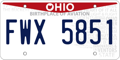 OH license plate FWX5851