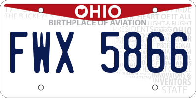 OH license plate FWX5866