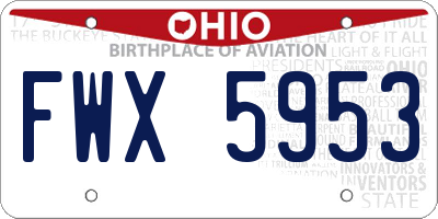 OH license plate FWX5953