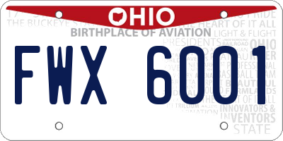 OH license plate FWX6001