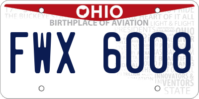 OH license plate FWX6008