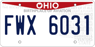 OH license plate FWX6031