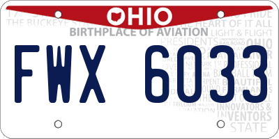 OH license plate FWX6033