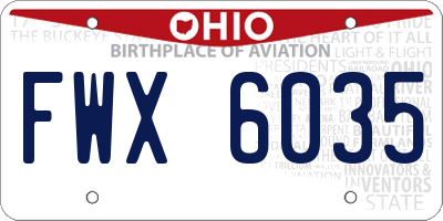 OH license plate FWX6035