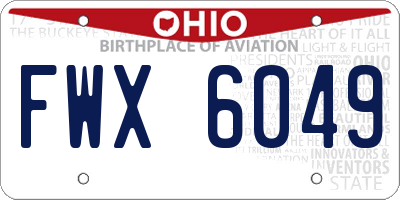 OH license plate FWX6049