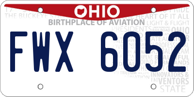 OH license plate FWX6052