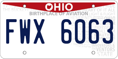 OH license plate FWX6063