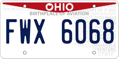 OH license plate FWX6068