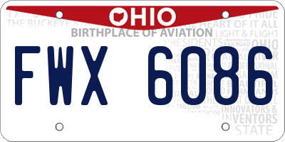 OH license plate FWX6086