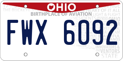 OH license plate FWX6092