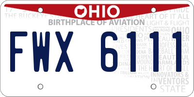 OH license plate FWX6111