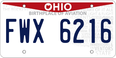 OH license plate FWX6216