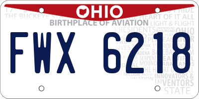 OH license plate FWX6218