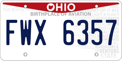 OH license plate FWX6357