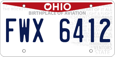 OH license plate FWX6412