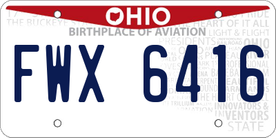 OH license plate FWX6416