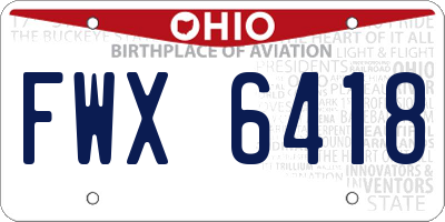 OH license plate FWX6418