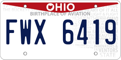 OH license plate FWX6419