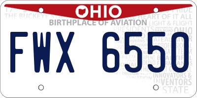 OH license plate FWX6550