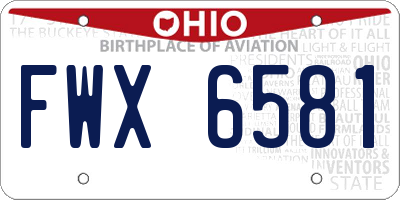 OH license plate FWX6581