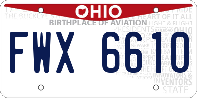 OH license plate FWX6610