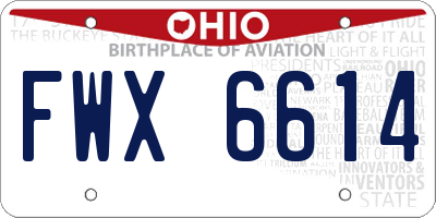 OH license plate FWX6614