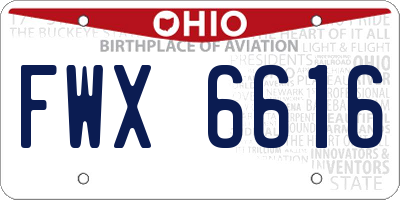 OH license plate FWX6616