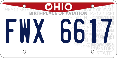 OH license plate FWX6617