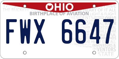 OH license plate FWX6647