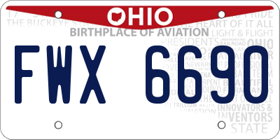 OH license plate FWX6690