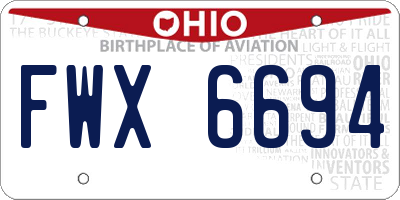 OH license plate FWX6694