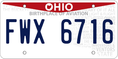 OH license plate FWX6716