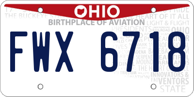 OH license plate FWX6718