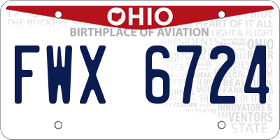 OH license plate FWX6724