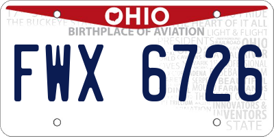 OH license plate FWX6726