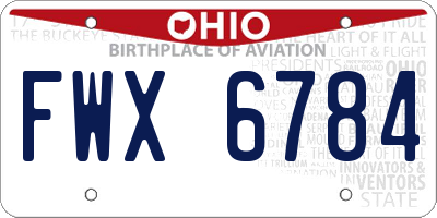OH license plate FWX6784