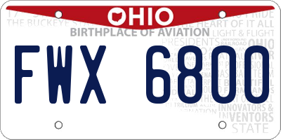 OH license plate FWX6800