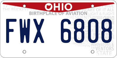 OH license plate FWX6808