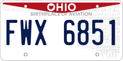 OH license plate FWX6851