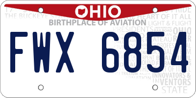 OH license plate FWX6854