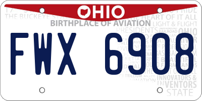 OH license plate FWX6908