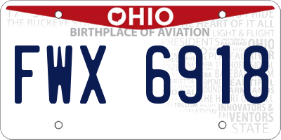 OH license plate FWX6918